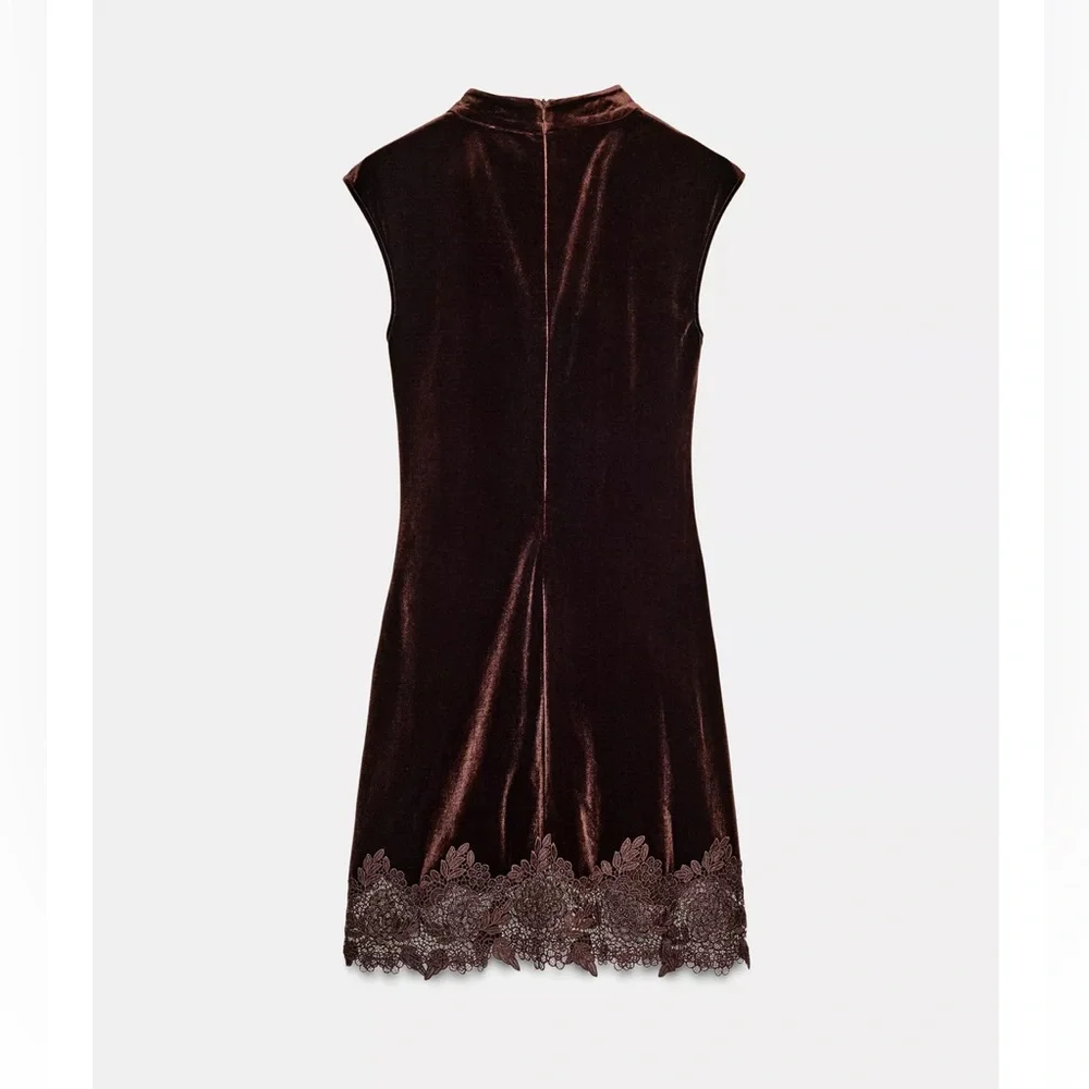 Zara VELVET LACE DRESS - Picture 12 of 13